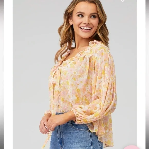 For Love & Lemons floral chiffon top - Picture 2 of 11